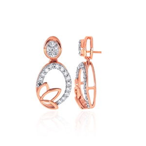 Rose Gold Diamond <b>Earrings</b> Round Brilliant Cut Floral Dangle Women's Luxury Jewelry Wedding <b>Fine</b> <b>Earrings</b> - Product Image 3
