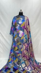 Vestido de Lujo con Bordado Floral en las Mangas de Kimono, Estilo Maqbal Dirac Somalí, para Mujer, en Spandex, Ecológico, Ropa Tradicional Africana, Corte Regular - Product Image 3