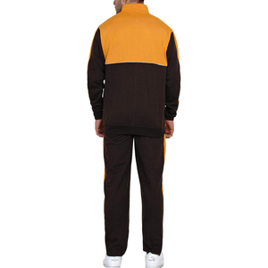 Survêtement Homme Color Block Manches Longues Col Montant Design Sportif Respirant Polyester Coton Tenue d'Automne Coupe Droite - Product Image 2