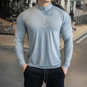 Camisetas Deportivas con Cierre para Hombre, Elásticas, de Secado Rápido, Ajustadas, de Color Sólido, Camisetas Deportivas de Manga Larga para Hombre - Product Image 4