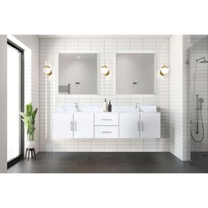 Bianco Lucido 80 Pollici L X 22 Pollici Mobile Bagno Doppio con Lavabo Integrato - Product Image 3
