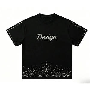 Custom Rhinestone T <b>Shirt</b> Men <b>Studded</b> Sleeve Graphic Streetwear Oversized Casual Fashion Tee Custom Crystal Rhinestone T <b>Shirt</b> - Product Image 2