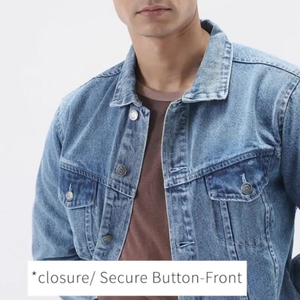 แจ็คเก็ตยีนส์ผู้ชาย OEM สไตล์ลำลอง เสื้อคลุมสำหรับฤดูใบไม้ร่วง แจ็คเก็ตยีนส์ติดกระดุม เสื้อโค้ทยีนส์โอเวอร์ไซส์สำหรับผู้ชาย แฟชั่นยีนส์ฟอกสีสไตล์ลำลอง - Product Image 2