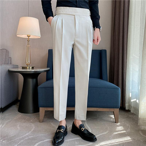 Pantalones de Vestir Formales Plisados de Cintura Alta para Hombre, Corte Regular, Color Negro, Pantalones de Alta Calidad para Hombre a Precio Económico, OEM Personalizado - Product Image 3