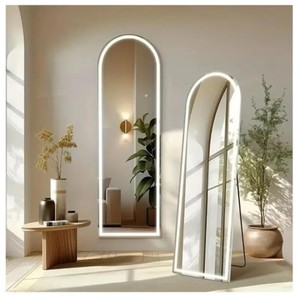 Mango Wood Tall <b>Floor</b> <b>Mirror</b> with LED <b>Stand</b> - Wholesale Home Decor | Aqdus Saleem - Product Image 1