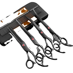 Kit de aseo profesional para mascotas, tijeras de hueso de pescado curvado con dientes rectos para perro, Bichon, Pomeranian, juego de herramientas de aseo para perros de 8 pulgadas - Product Image 1