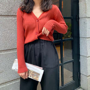Winter 2026 <b>Women's</b> Loose Korean Short Style Solid 100% Cotton Button Closure Sweater <b>Cardigan</b> Coat - Product Image 6