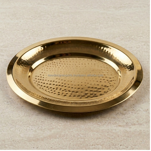 Artisanal Hammered <b>Gold</b> Oval Platter – Luxury Hand-Finished <b>Serving</b> <b>Tray</b> - Product Image 1