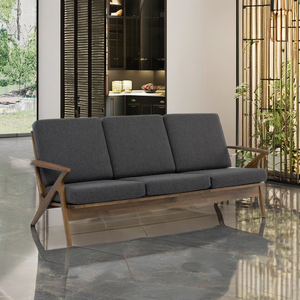 Sofá Premium de 3 Plazas en Madera de Nogal, Tapizado, con Estructura de Madera Curvada en Forma de Z, Diseño Contemporáneo para Hogares y Hostelería - Product Image 1