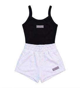 Professional Quality New Design French Terry Cotton Two <b>Pieces</b> Women <b>Set</b> Sleeveless Tank Top <b>2</b> <b>Pieces</b> Short <b>Set</b> Breathable - Product Image 3