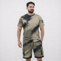 Ensemble t-shirt et short pour homme, imprimé galaxie, séchage rapide, polyester tricoté, tenue décontractée d'été