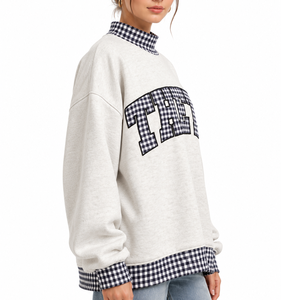 Sweat-shirt à col roulé pour femme THETA de qualité supérieure, écologique, imprimé floqué brodé, coupe ample et décontractée, automne, ODM - Product Image 6