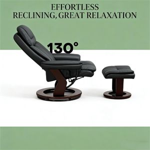 Sillón Giratorio Negro para Sala de Estar y Dormitorio, Cómodo Sillón Reclinable - Product Image 4