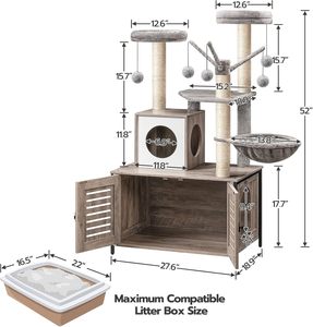 Árbol para Gatos de Lujo con Recinto para Caja de Arena, 4 Niveles, 27.6x18.9x52 Pulgadas, Mueble para Gatos de Interior - Product Image 6