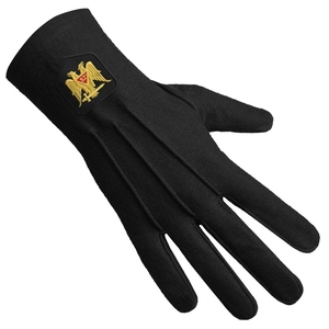 Gants de luxe du 32e degré du Rite écossais - Coton noir - Régalia cérémonielle - Product Image 3