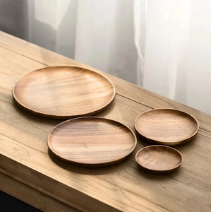 Plato de Madera Natural para Charcutería, Hecho a Mano, al Mejor Precio, Plato de Madera para Cena, Forma Redonda Clásica - Product Image 3