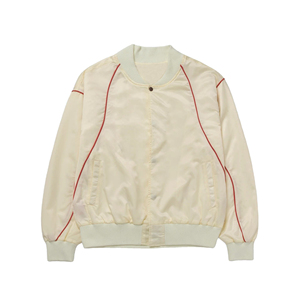 Chaqueta Bomber de Satén para Hombre con Ribete Rojo, Corte Regular, Estilo Casual, Cuello Alto, Exterior de Poliéster, Ropa de Invierno - Product Image 1