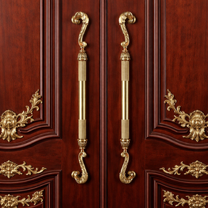 Poignée de porte en laiton massif Premium Helios |   Poignée de porte d'entrée principale d'hôtel moderne de 24 pouces, luxe - Product Image 3