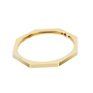 10K Yellow Gold Lab Grown Diamond Luxury Geometric Diamond Cuff <b>Bracelet</b> in Yellow Gold Minimalist Pavé Bangle for Women - Product Image 5