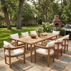 Silla de Comedor Moderna de Madera de Teca para Exteriores, Patio, Jardín, Restaurante, Cafetería, con Asiento Acolchado - Product Image 1