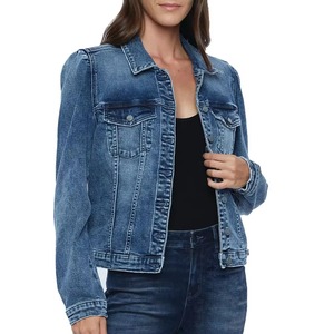 High Quality Fashion Women Denim Jacket Custom Logo Short <b>Jean</b> Jacket Long Sleeve <b>Button</b> Decoration Loose Fit OEM Supplier - Product Image 5