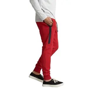 אדום צבע slim fit פנל עיצוב גברים jogger מכנסיים ייצור על ידי הוק עיניים ספורט (PayPal מאומת)