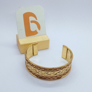 Gold Plated Brass & <b>Copper</b> Cuff Bracelet Geometric Pattern Ethnic Style Womens Party Trendy Jewelry - Product Image 2