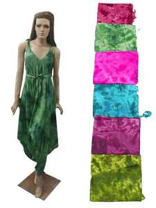Vestido Maxi con Cuello en V y Estampado Tie Dye, Tirantes Finos, Estilo Boho Holgado, Cinturón Cruzado, Dobladillo Asimétrico, Vestido Casual de Verano de Gasa - Product Image 1