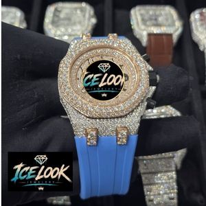 สำหรับนาฬิกา LOOK Luxury Diamond สแตนเลสสตีล ขนาด 43 มม. ตัวเรือนทรงแปดเหลี่ยม กระจกแซฟไฟร์ อะนาล็อก ควอตซ์ ดีไซน์เรียบง่าย สายสีน้ำเงิน สำหรับผู้ชาย - Product Image 4