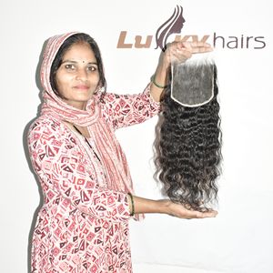 Extensions de cheveux humains indiens de haute qualité, bouclés, avec closure HD, prix de gros, cuticules alignées, vierges, bruts, non traités, noirs - Product Image 2