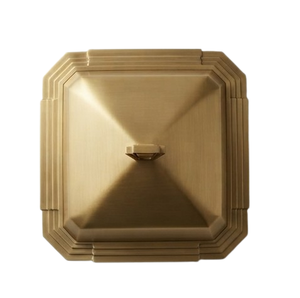 Beurrier Art Déco en laiton doré avec couvercle, forme carrée, en métal poli, pour la cuisine et les réceptions - Product Image 2