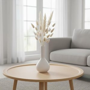 White <b>Ceramic</b> Glazed Minimalist <b>Vase</b> Custom Design Flower Vessel Modern Home Decor for Living Room - Product Image 1