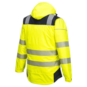 High Visibility Safety <b>Jacket</b> Class 2 Waterproof Reflective <b>Work</b> Hooded with Pockets Yellow - Product Image 6