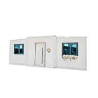 Maison conteneur extensible à double aile de 20 pieds, directement de l'usine, préfabriquée et pliable, avec salle de bain complète, cuisine, école, chambre et salon
