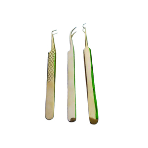 Pinzas de Aislamiento para Extensiones de Pestañas 3D/6D, Aplicación Individual de Pestañas, Pinzas Profesionales para Pestañas con Acabado Dorado y Punta Curva - Product Image 2