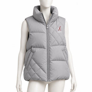 Gilet matelassé léger sans manches à col montant et fermeture éclair intégrale pour femme, en tricot, écologique, respirant, 100 % coton, chaud - Product Image 1