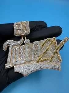 Colgante de Lujo Personalizado con Letra Inicial de Moissanita Totalmente Cubierto de Diamantes, Estilo HipHop Rapper Bling, Bicolor, Plata 925 Certificada, Regalo - Product Image 4