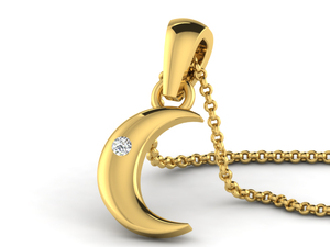 Collier Pendentif Croissant de Lune en Or 14 carats Personnalisé avec Diamant de Laboratoire VVS1, Fabricant de Bijoux Célestes, Fournisseur de Breloques OEM ODM en Gros - Product Image 1