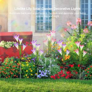 2 Pezzi Luci Solari da Giardino a Forma di Giglio IP65 Impermeabili, Modello CJ-CJTY2421668 con 7 Colori Cangianti per Giardino, Patio e Cortile - Product Image 3