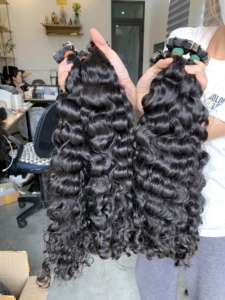 Bunbles et Perruques Deep Wavy Noir Naturel Vietnamien Extensions de Cheveux Humains 100% Authentique Extension de Cheveux Humains - Product Image 6