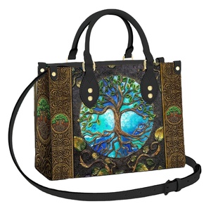 กระเป๋าถือผู้หญิงลายต้นไม้แห่งชีวิต PU แบบพิมพ์ตามสั่ง กระเป๋าสะพายข้างแฟชั่น - Product Image 1