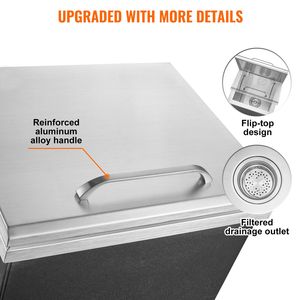 Contenitore per Ghiaccio Commerciale 14"L X 12"W X 18"H 40qt in Acciaio Inox con Coperchio a Cerniera per Cucine all'Aperto - Product Image 5