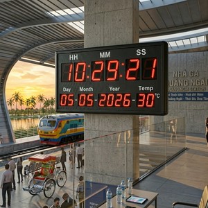 Tablero de Información LED Industrial Inteligente con Monitoreo de Hora, Fecha y Temperatura |   Solución OEM RS485 Modbus - Product Image 1