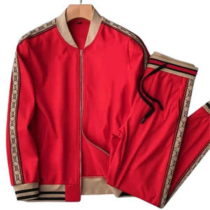 Unisex Red Tracksuit Full <b>Zip</b> Sporty Style Side Pockets Regular Fit Adult Breathable Polyester Spring Wear - Product Image 1