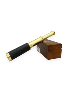 15 Inch Brass Leather Mounted Telescope with Polished Finish and Wooden Box Vintage <b>Nautical</b> <b>Decorative</b> Spyglass Creative Home - Product Image 2