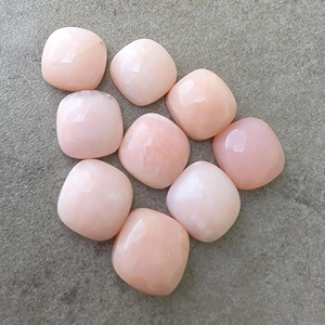 AAA+ Natural Pink Opal Square <b>Cushion</b> Cut Cabochon Third Party Certified Flat Back Calibrated Loose Gemstone Rajasthan for - Product Image 3