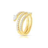 Anillo de Lujo con Diamante Cultivado en Laboratorio de 14K y 1.10ct, Certificado IGI, Corte Pera, Pavé Francés, Banda Abierta, Diseño de Serpiente con Múltiples Hileras Flotantes