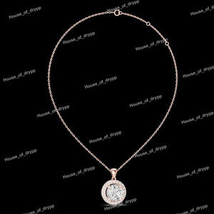 Colgante de Plata de Ley 925 con Halo Redondo de Moissanita, Estilo Clásico, Elegante y Lujoso, para Aniversario, Unisex - Product Image 3