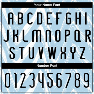 Uniforme de voleibol sublimable transpirable personalizado con líneas y ondas en azul claro, negro y blanco, de secado rápido para hombre. - Product Image 5