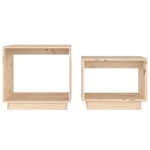 Mesa de centro pequeña de madera natural de pino macizo (sin tratar) - Product Image 4